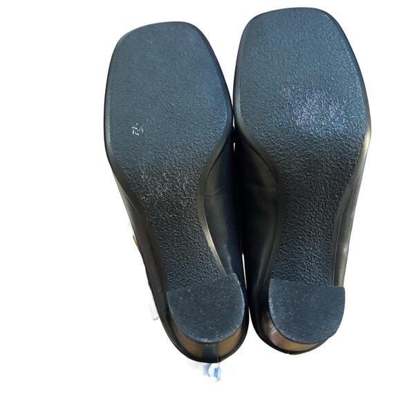 Y2K VTG. 2000'S BLACK LEATHER BUCKLE LOAFERS HEELS SZ. 6-6.5 LIZ CLAIBORNE. - Picture 8 of 8